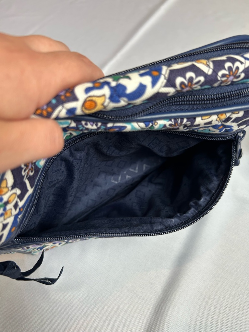 Vera Bradley Cotton Trimmed Crossbody Bag in Lisbon Medallion Cool Pattern - Picture 7 of 12